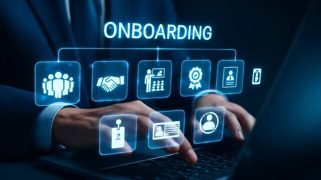 Onboarding Recruitment Training Employee Management Digital Technology Business Human Resource Process Integration for Professional Workplace Efficiency and Corporate Development Success