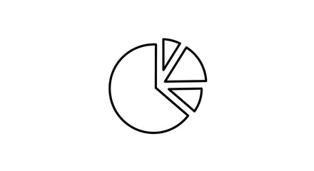 Simple black line art pie chart graphic design.