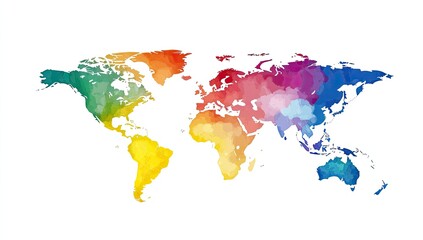 Obraz premium Colorful world map, shaded by region
