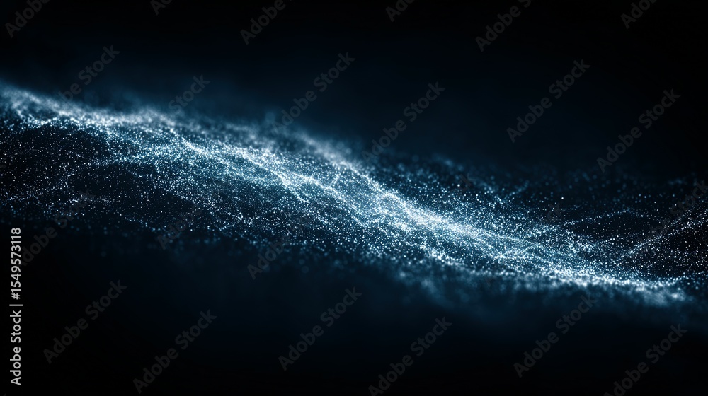 Fototapete Abstract digital particles flowing in a wave pattern.