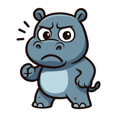 Cartoon hippo angry mascot Hippopotamus
