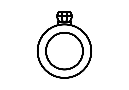 Fototapeta Icono negro de anillo con diamante