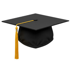Cartoon Graduate Cap – 3D Tassel Hat Icon for Education, Isolated on White Background

