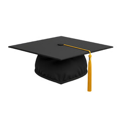 3D Graduate Cap Icon – College, High School, or University Hat Isolated on White Background

