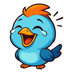 Cartoon blue bird laughing mascot illustrations