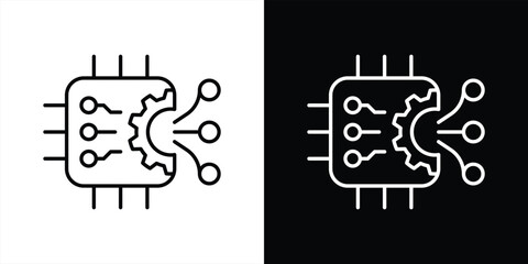 mechacore icon set. containing intelligence processing and mechanical precision in one powerful chip thin line and color style icon symbol sign for your app and web. vector illustration