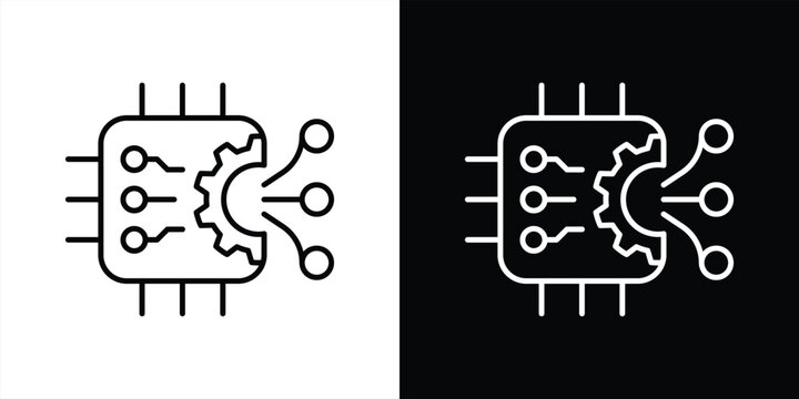 mechacore icon set. containing intelligence processing and mechanical precision in one powerful chip thin line and color style icon symbol sign for your app and web. vector illustration