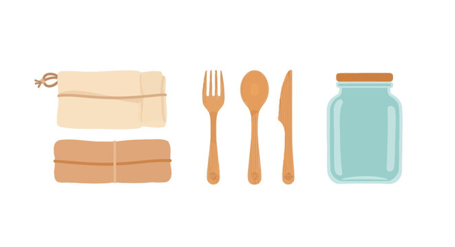 Celebrate International Plastic Bag Free Day Eco-Friendly Reusable Utensils and Containers - Powered by Adobe