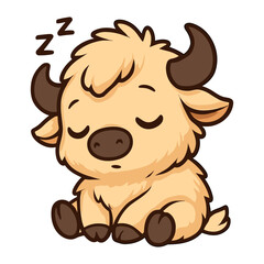 Cute cartoon buffalo sleeping mascot