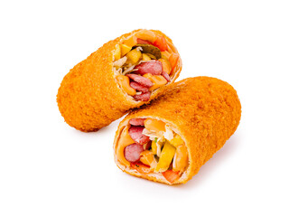 Delicious crispy rolls filled with colorful ingredients and spices