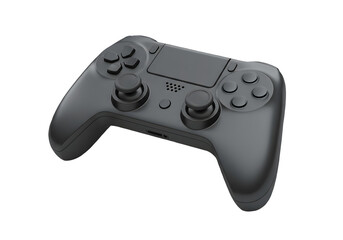 Realistic black console game controller. 3d rendering isolated on white background. Cartoon plastic style icon

