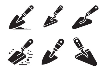 Trowel silhouette vector, Trowel Icon Set