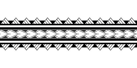 Maori Polynesian tattoo bracelet. Tribal sleeve seamless pattern vector.