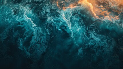 Obraz premium Abstract Ocean Swirl: Teal and Gold