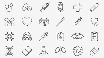 Medical Icons Generated AI Line Art for Healthcare Designs