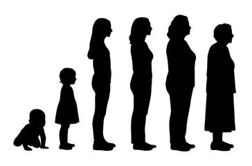 Human Life Cycles, a Woman from Baby to Senior, Growth of a Woman, Baby, Girl, Teenager, Adult, Senior