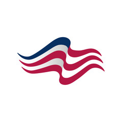 USA American flag silhouette in blue red and white colors logo vector icon graphic image design banner background template