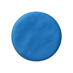 A single, round disc of vibrant blue modeling clay, isolated on a white background.