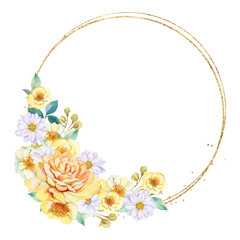 Circle floral with golden frame