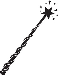 Magic wand silhouette, magic wand icon vector
