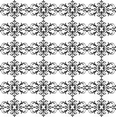 Seamless Black Floral Scroll Pattern Vector