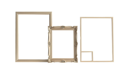 Isolated assorted 3:4 picture frames. 3D rendering on white background
