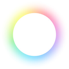 Round frame with rainbow blurred transparent gradient edge. Abstract neon circle border with soft pastel glowing. Futuristic vibrant banner.