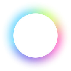 Round frame with rainbow blurred transparent gradient edge. Abstract neon circle border with soft pastel glowing. Futuristic vibrant banner.