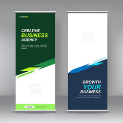 Vertical banner stand template design. vector abstract geometric background, modern x-banner and flag-banner advertising design element
