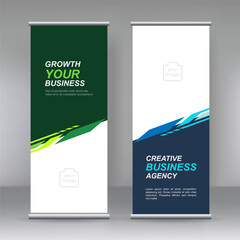 Vertical banner stand template design.  modern x-banner and flag-banner advertising design element