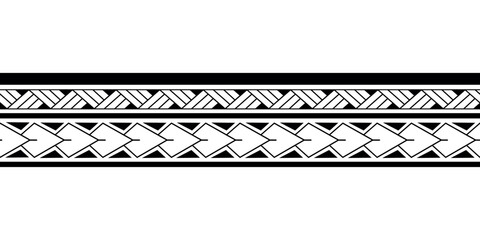 Maori Polynesian tattoo bracelet. Tribal sleeve seamless pattern vector.