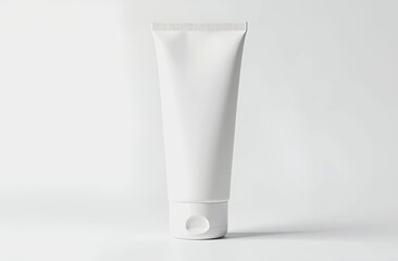 White cosmetic tube for cream, lotion, gel products empty mock up. Place for text, logo, branding. Pastel studio background