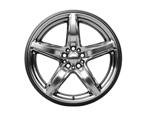 Chrome alloy wheel, five spokes, polished finish