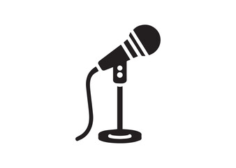 Mic stand silhouette vector, Mic stand Icon