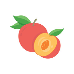 Fresh Organic Nectarine Fruit Flat Minimal Vector Illustration