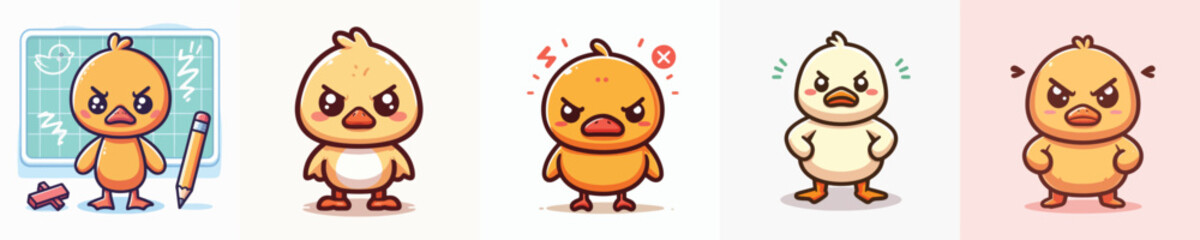 cute duck vector is showing angry expression