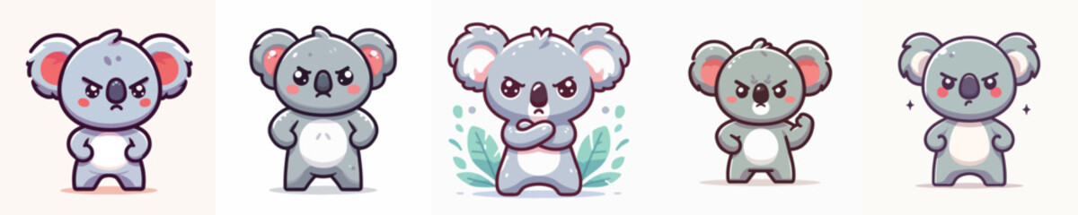 cute koala vector is showing angry expression