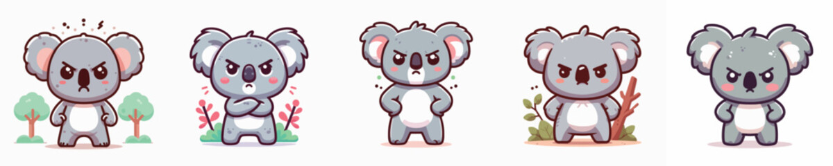 cute koala vector is showing angry expression