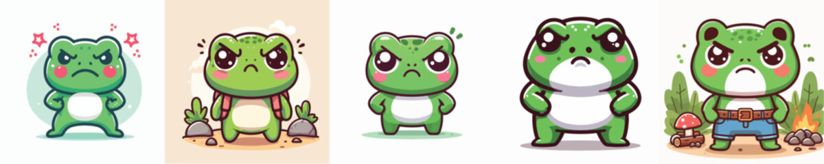 funny frog vector is showing angry expression