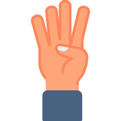 Four finger vector icon. Hand gesture icon flat style. perfect use for logo, presentation, website, and more. modern icon design color style