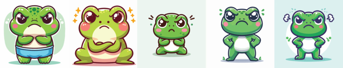 funny frog vector is showing angry expression