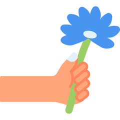 Hand with flower vector icon. Hand gesture icon flat style. perfect use for logo, presentation, website, and more. modern icon design color style