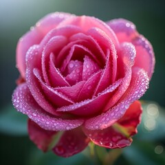 pink rose with dew drops