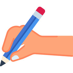 Writing hand with pencil gesture vector icon. Hand gesture icon flat style. perfect use for logo, presentation, website, and more. modern icon design color style