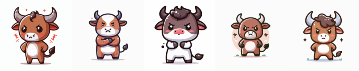 funny bull vector is angry expression