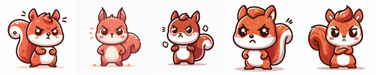 cute squirrel vector is showing angry expression