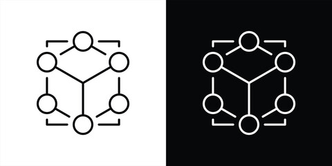 core of connection icon set. containing decentralized intelligence and network system in iconic form thin line and color style icon symbol sign for your app and web. vector illustration