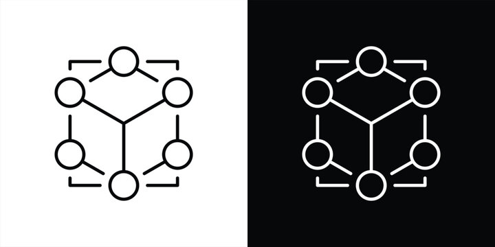core of connection icon set. containing decentralized intelligence and network system in iconic form thin line and color style icon symbol sign for your app and web. vector illustration