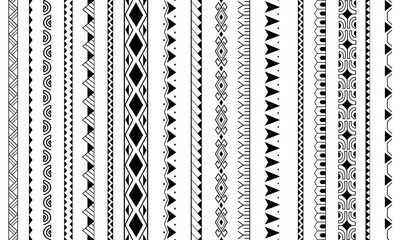 Set of vector ethnic seamless pattern. Ornament bracelet Maori tattoo style. Vertical pattern.