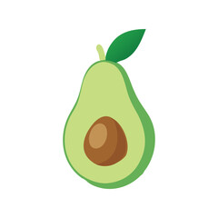 Fresh Green Avocado Half with Pit Healthy Fruit Vector Icon